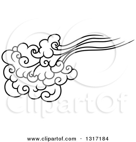 Clipart of a Black and White Swirly Cloud and Wind 12 - Royalty Free Vector Illustration by Vector Tradition SM