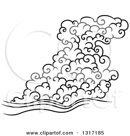 Clipart of a Black and White Swirly Cloud and Wind 13 - Royalty Free Vector Illustration by Vector Tradition SM