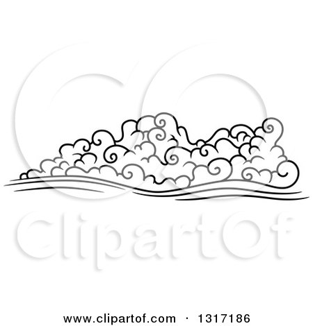 Clipart of a Black and White Swirly Cloud and Wind 9 - Royalty Free Vector Illustration by Vector Tradition SM