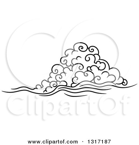 Clipart of a Black and White Swirly Cloud and Wind 8 - Royalty Free Vector Illustration by Vector Tradition SM