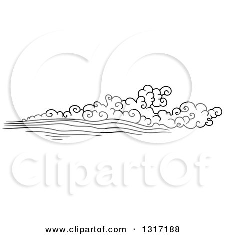 Clipart of a Black and White Swirly Cloud and Wind 7 - Royalty Free Vector Illustration by Vector Tradition SM