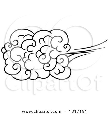 Clipart of a Black and White Swirly Cloud and Wind 4 - Royalty Free Vector Illustration by Vector Tradition SM