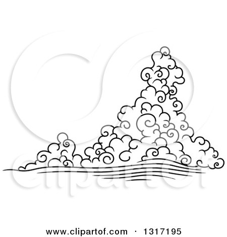 Clipart of a Black and White Swirly Cloud and Wind 15 - Royalty Free Vector Illustration by Vector Tradition SM
