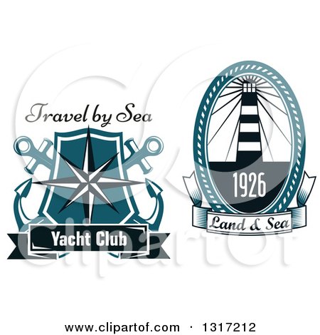 Clipart of Nautical Lighthouse, Star and Anchor Designs with Sample Text - Royalty Free Vector Illustration by Vector Tradition SM