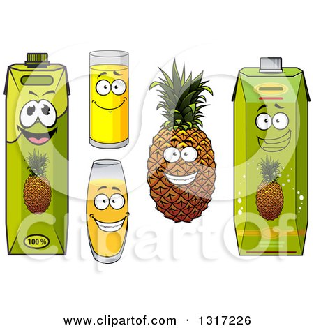 Clipart of a Grinning Pineapple and Juice Characters 2 - Royalty Free Vector Illustration by Vector Tradition SM