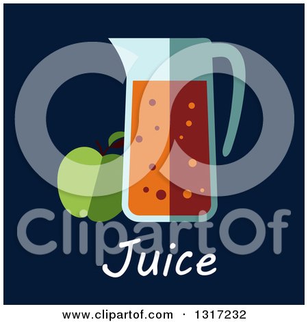 Clipart of a Flat Design Green Apple and Pitcher of Juice on Blue with Text - Royalty Free Vector Illustration by Vector Tradition SM