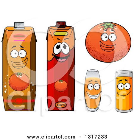 Clipart of a Happy Cartoon Orange and Juice Characters 2 - Royalty Free Vector Illustration by Vector Tradition SM