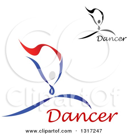 Clipart of Ribbon Dancers in Action, with Text - Royalty Free Vector Illustration by Vector Tradition SM