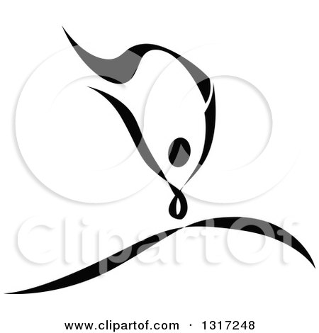 Clipart of a Black Ribbon Dancer in Action - Royalty Free Vector Illustration by Vector Tradition SM