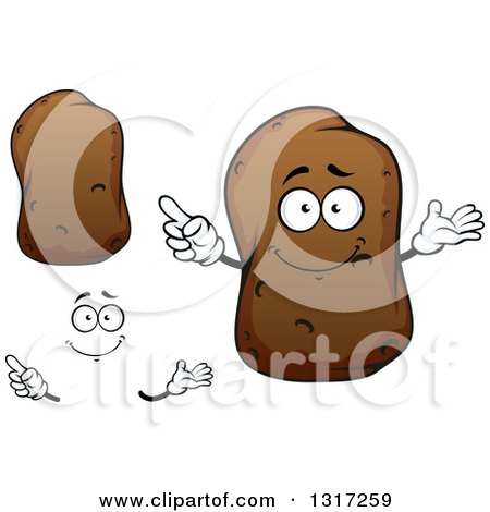 Clipart of a Cartoon Face, Hands and Russet Potatoes - Royalty Free Vector Illustration by Vector Tradition SM