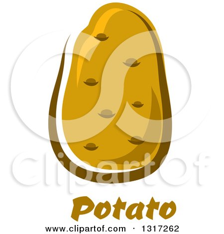Clipart of a Cartoon Russet Potato over Text - Royalty Free Vector Illustration by Vector Tradition SM