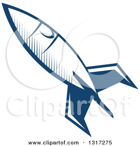 Clipart of a Retro Blue Space Rocket 13 - Royalty Free Vector Illustration by Vector Tradition SM