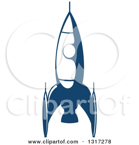 Clipart of a Retro Blue Space Rocket 15 - Royalty Free Vector Illustration by Vector Tradition SM