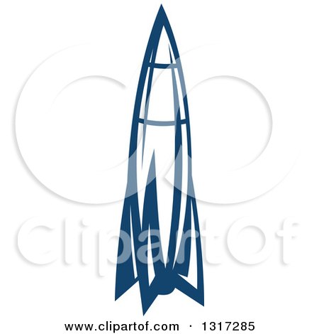 Clipart of a Retro Blue Space Rocket 12 - Royalty Free Vector Illustration by Vector Tradition SM