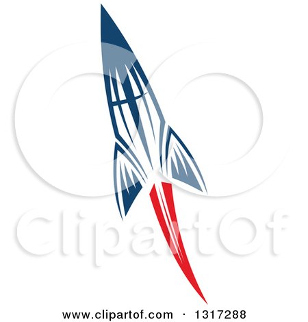 Clipart of a Retro Blue Rocket with Red Flames 7 - Royalty Free Vector Illustration by Vector Tradition SM