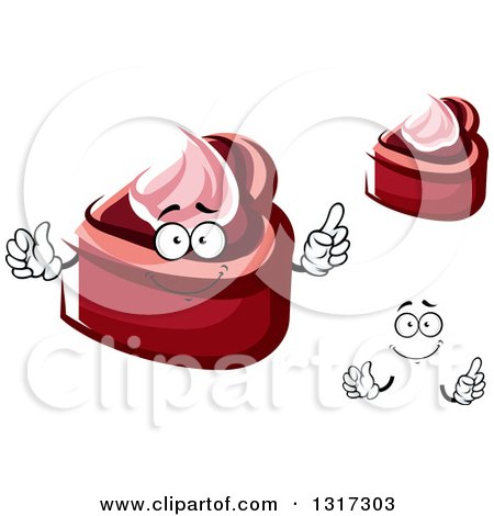 Clipart of a Cartoon Face, Hands and Heart Shaped Valentines Day Cakes - Royalty Free Vector Illustration by Vector Tradition SM