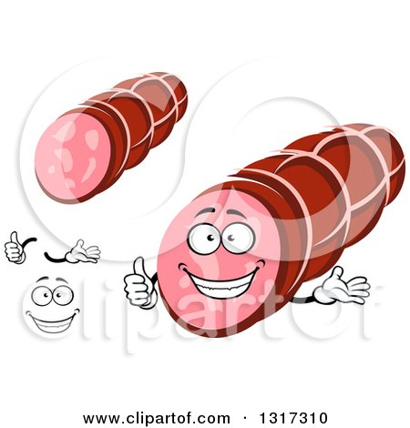 Clipart of a Cartoon Face, Hands and Sausages - Royalty Free Vector Illustration by Vector Tradition SM