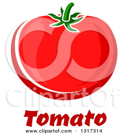 Clipart of a Cartoon Plump Red Beefsteak Tomato over Text - Royalty Free Vector Illustration by Vector Tradition SM