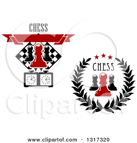 Clipart of Chess Pawn and Timer Designs with Text - Royalty Free Vector Illustration by Vector Tradition SM