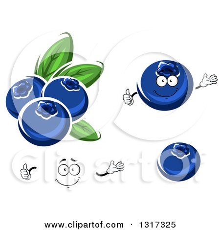 Clipart of a Cartoon Face, Hands and Blueberries - Royalty Free Vector Illustration by Vector Tradition SM