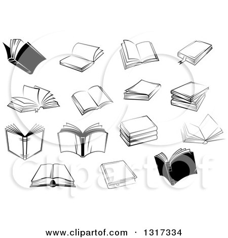Clipart of Black and White Books - Royalty Free Vector Illustration by Vector Tradition SM