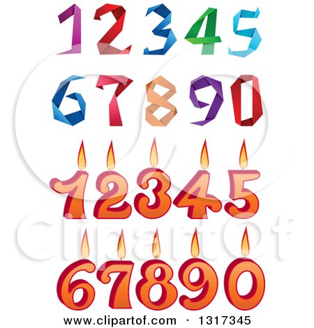 Clipart of Origami and Birthday Candle Numbers - Royalty Free Vector Illustration by Vector Tradition SM
