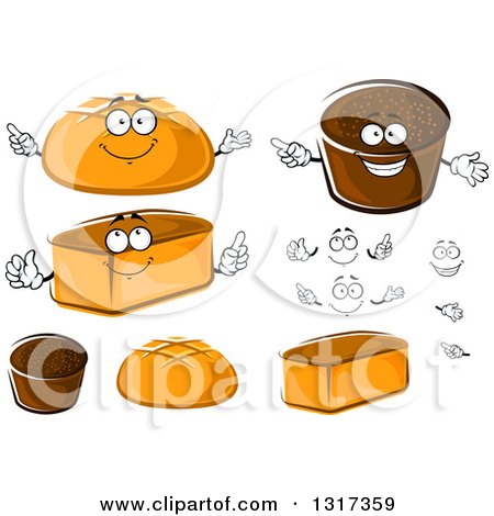 Clipart of Cartoon Faces, Hands and Bread Characters 2 - Royalty Free Vector Illustration by Vector Tradition SM