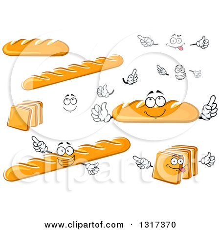 Clipart of Cartoon Faces, Hands and Bread Characters - Royalty Free Vector Illustration by Vector Tradition SM