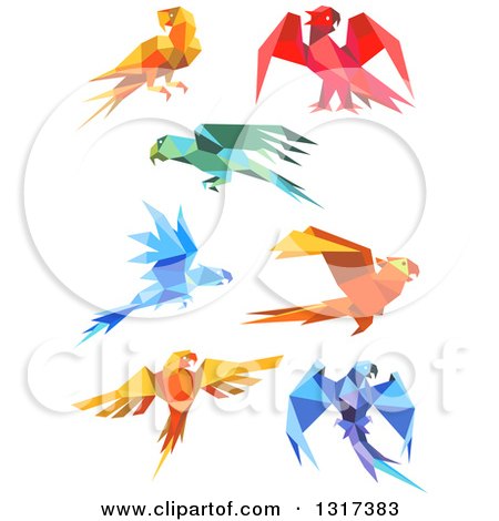 Clipart of Origami Paper Parrots 5 - Royalty Free Vector Illustration by Vector Tradition SM
