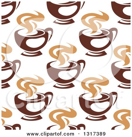 Clipart of a Seamless Background Pattern of Steamy Brown Coffee Cups 7 - Royalty Free Vector Illustration by Vector Tradition SM