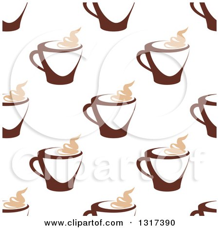 Clipart of a Seamless Background Pattern of Steamy Brown Coffee Cups 6 - Royalty Free Vector Illustration by Vector Tradition SM