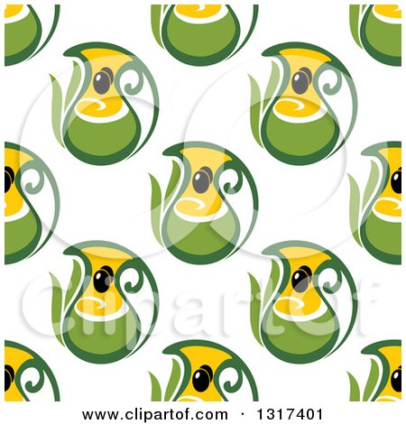 Clipart of a Seamless Olive Oil Pattern Background - Royalty Free Vector Illustration by Vector Tradition SM