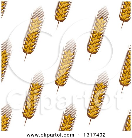 Clipart of a Seamless Background Patterns of Gold Wheat on White 4 - Royalty Free Vector Illustration by Vector Tradition SM