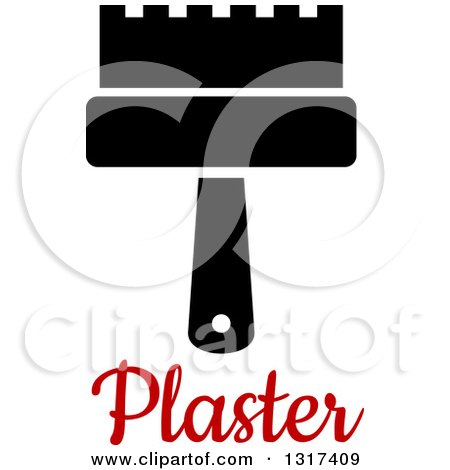 Clipart of a Black Plaster Tool with Red Text - Royalty Free Vector Illustration by Vector Tradition SM
