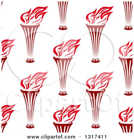 Clipart of a Seamless Pattern Background of Red Torches 2 - Royalty Free Vector Illustration by Vector Tradition SM