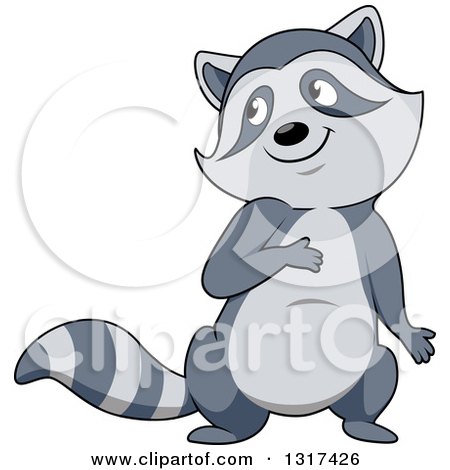 Clipart of a Cartoon Cute Raccoon Looking over to the Side - Royalty Free Vector Illustration by Vector Tradition SM