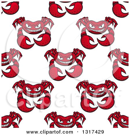 Clipart of a Seamless Red Crab Background Pattern 3 - Royalty Free Vector Illustration by Vector Tradition SM