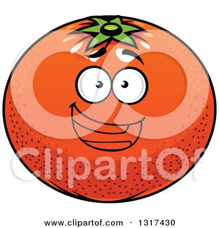 Clipart of a Cartoon Navel Orange Character Grinning - Royalty Free Vector Illustration by Vector Tradition SM