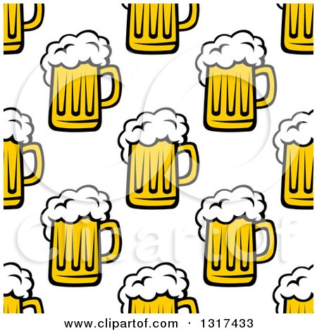 Clipart of a Seamless Background Pattern of Beer Mugs 3 - Royalty Free Vector Illustration by Vector Tradition SM