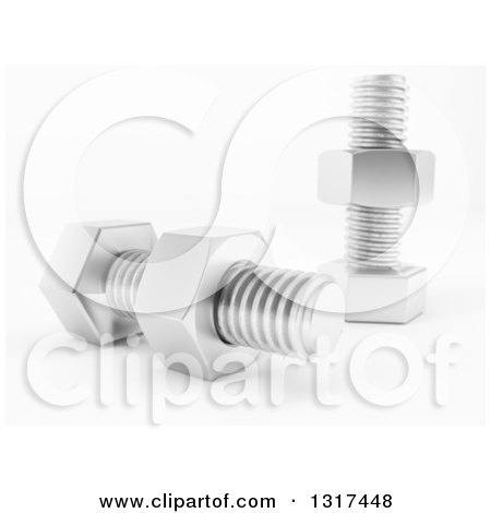 Clipart of 3d Nuts and Bolts, on Shading - Royalty Free Illustration by KJ Pargeter