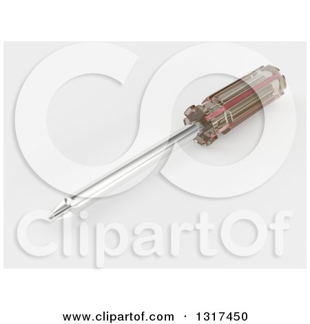 Clipart of a 3d Screwdriver, on Shading - Royalty Free Illustration by KJ Pargeter
