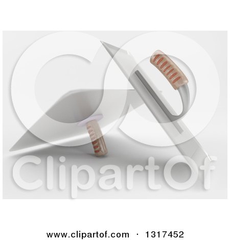 Clipart of 3d Trowels, on Shading - Royalty Free Illustration by KJ Pargeter