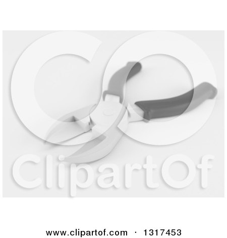 Clipart of a 3d Pair of Wire Cutters, on Shading - Royalty Free Illustration by KJ Pargeter