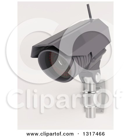 Clipart of a 3d Black HD CCTV Security Surveillance Camera Mounted on a Wall, on off White 2 - Royalty Free Illustration by KJ Pargeter