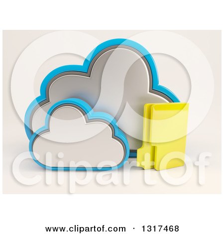 Clipart of a 3d Cloud Icon with a Folder, on off White - Royalty Free Illustration by KJ Pargeter