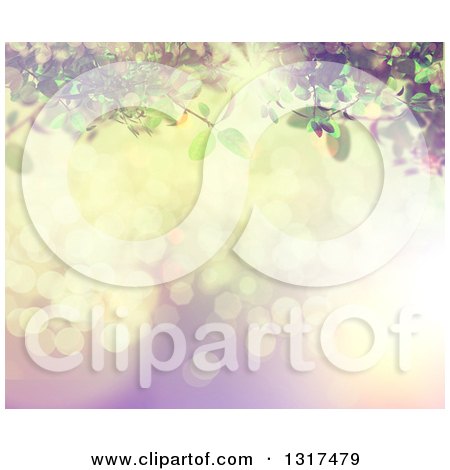 Clipart of 3d Green Leafy Vine over Flares, with a Vintage Filter - Royalty Free Illustration by KJ Pargeter