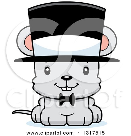 Animal Clipart of a Cartoon Cute Happy Mouse Gentleman Wearing a Top Hat - Royalty Free Vector Illustration by Cory Thoman