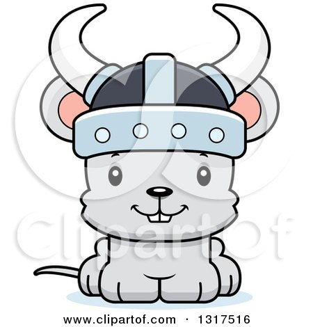 Animal Clipart of a Cartoon Cute Happy Mouse Viking - Royalty Free Vector Illustration by Cory Thoman