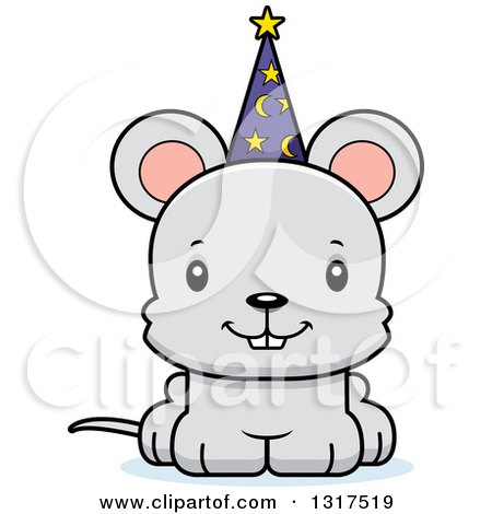 Animal Clipart of a Cartoon Cute Happy Mouse Wizard - Royalty Free Vector Illustration by Cory Thoman