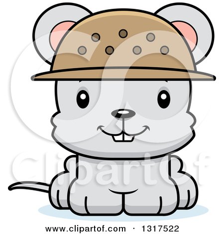 Animal Clipart of a Cartoon Cute Happy Mouse Zookeeper - Royalty Free Vector Illustration by Cory Thoman